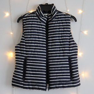Navy and White Striped Puffer Vest | 087